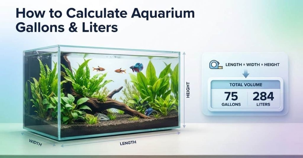 How to calculate aquarium volume in gallons and liters using tank dimensions